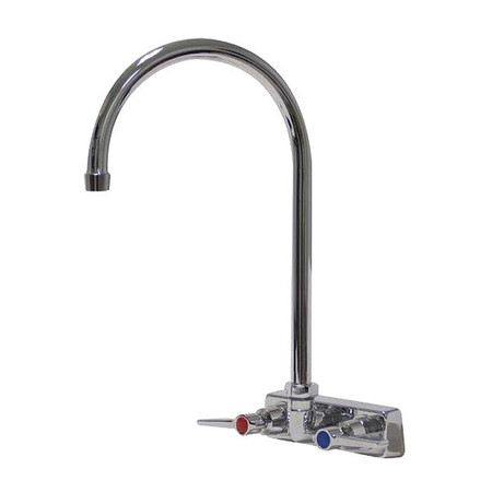 Advance Tabco Dual Handle 4" Mount, Hands 4" OC Splash Mounted 8.5" Goosene, Chrome plated K-60