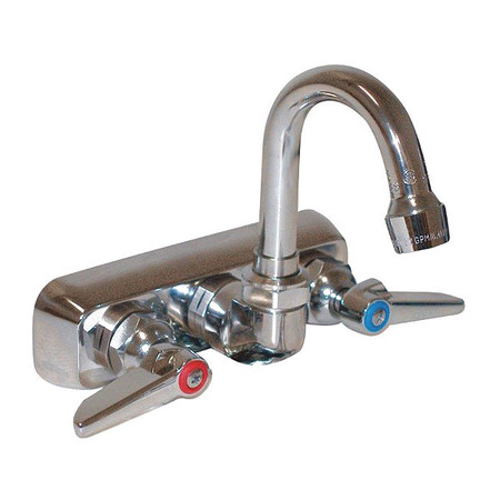 ADVANCE TABCO Dual Handle 4" Mount, Hands 4" OC Splash Mounted 3" Gooseneck, Chrome plated K-69