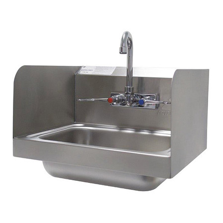ADVANCE TABCO Wall Mt Handsink w/Side Splashes & Wrist Handle Faucet 7-PS-66W