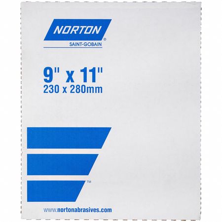 NORTON ABRASIVES Sheet, Grit P60, 11" L, 9" W, PK50 66261100320