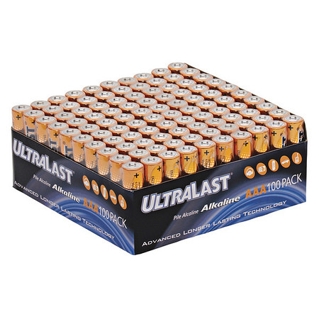 Ultralast Battery 1.5 Volt Alkaline Ultralast 100 Pack AAA Alkaline Battery ULA100AAAB