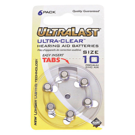 ULTRALAST Battery 1.35 Volt Zinc Air Ultralast Hearing Aid Battery UL10HA