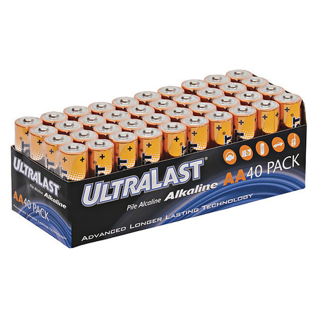 ULTRALAST Battery 1.5 Volt Alkaline Ultralast 40 Pack AA Alkaline UL40AAVP