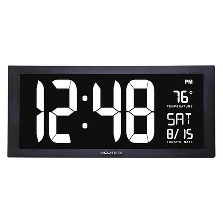 ACURITE Jumbo Digit Calendar Clock W/ Indoor Temperature, 18", Silver 76102M