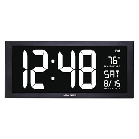 Acurite Jumbo Digit Calendar Clock W/ Indoor Temperature, 18", Silver 76102M