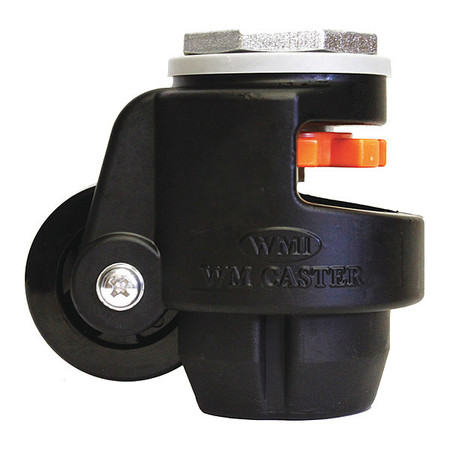 WMI Roll/Set Leveling Caster, Load Rating 300 lbs, M12 Stem Mounted WMI-60S-BLK