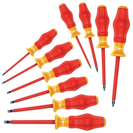 Wera Insulated Screwdriver Set, Slotted/Phillips, 10 pcs 05345210001