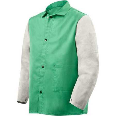 STEINER Flame Resistant Jacket w/Leather Sleeves, Green/Gray, S 1230-S