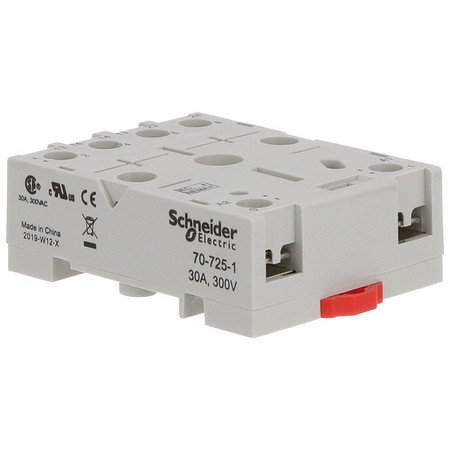 SCHNEIDER ELECTRIC Relay Scket, Finger Safe, Square, 6 Pin, 30A 70-725-1