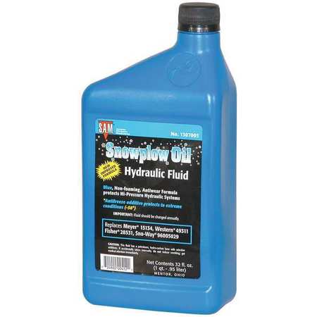 Snowplow Aftermarket Manufacturing 1 qt Bottle, Snowplow Hydraulic Fluid, Not Specified ISO Viscosity, Not Specified SAE 1307005