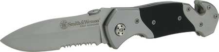 SMITH & WESSON Folding Knife, Drop Point, 4.7 In, Serrated SWFRS