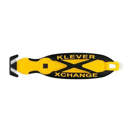 Klever Safety Cutter, 6 1/2 in Length, Oval Handle, Rubberized Grip, Steel Blade, Yellow/Black KCJ-XC-Y