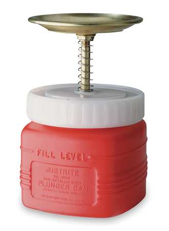JUSTRITE Plunger Can, 1 qt., Polyethylene, Red 14018