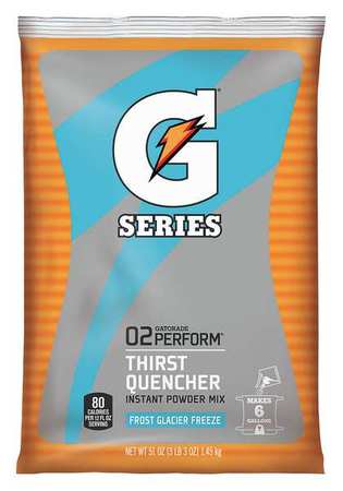 Gatorade G Series, Thirst Quencher Sports Drink Mix, Powder, Glacier Freeze, 6 Gal Yield Per 51 oz Pk, 1 Pack 33676