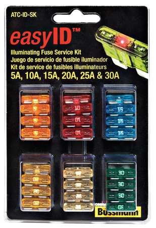 EATON BUSSMANN Automotive Fuse Kit, ATC Series, 42 Fuses Included 5 A to 30 A, Not Rated ATC-ID-SK