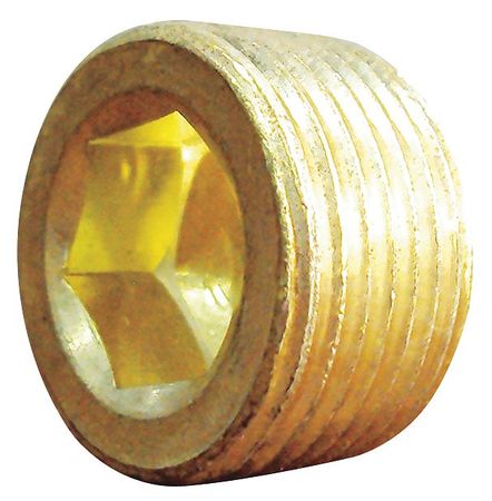 Zoro Select Brass Countersink Plug, MNPT, 1/8" Pipe Size 6AYZ7
