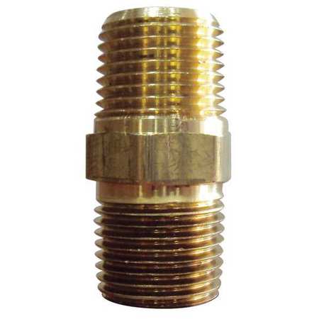 Zoro Select Brass Hex Nipple, MNPT, 1/4" Pipe Size 10 PK 6AZD1