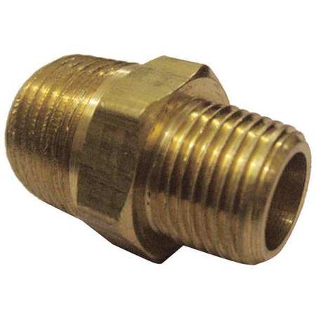 Zoro Select Brass Reducing Nipple, MNPT, 1/2" x 1/4" Pipe Size 6AZF3