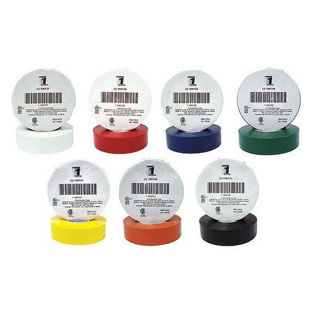 ZORO SELECT Electrical Tape, 7 mil, 66 ft., Assorted Colors 7DX31