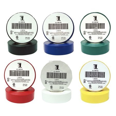 Zoro Select Electrical Tape, 7 mil, 60 ft., Assorted Colors 7DX32