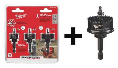 MILWAUKEE TOOL Hole Saw Combo Kit, Bi-Metal, 4 pcs. 49-22-4800, 49-56-9810