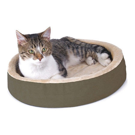 K&H PET PRODUCTS Thermo-Kitty Cuddle Up Bed Mocha 16" x 16" x 3" 3701