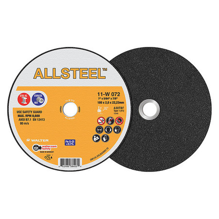 Walter Surface Technologies Allsteel Cutting Wheel, 7" x 1/16" 11W072