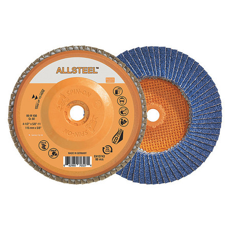 WALTER SURFACE TECHNOLOGIES Allsteel Blending Disc, 4.5" x 5/8" 06W456