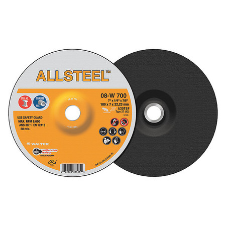 Walter Surface Technologies Allsteel Grinding Disc, 7" x 1/4" x 7/8 08W700