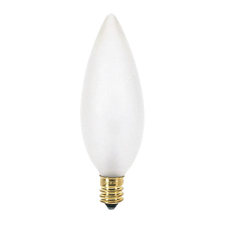 SATCO 15 W BA9 1/2 Incandescent - Frost - 1500 Hours - 114L - Candelabra Base - 120V S3291