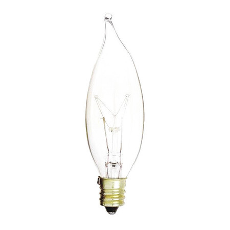 SATCO 15 W CA8 Incandescent - Clear - 1500 Hours - 100L - Candelabra Base - 120V S3273