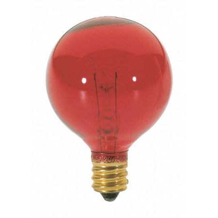 SATCO 10 W G12 1/2 Incandescent - Transparent Red - 1500 Hours - Candelabra Base - 120V S3833