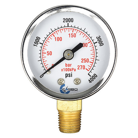 Carbousa Dry Pressure Gauge, 2", 4000 psi D20-CSL-4.0K
