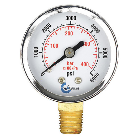 Carbousa Dry Pressure Gauge, 2", 6000 psi D20-CSL-6.0K