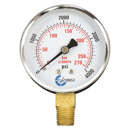 Carbousa Dry Pressure Gauge, 2 1/2", 4000 psi D25-CSL-4.0K