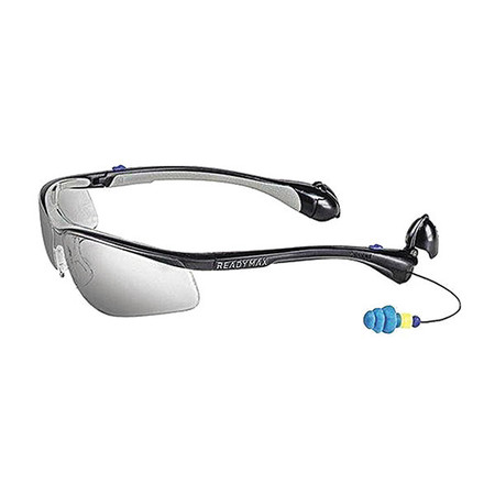 READYMAX SoundShield Classic Safety Glasses w/ 25NRR Earplugs Black Frame Gry Lens GLCLB-GR