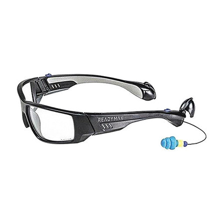 READYMAX SoundShield Pro Series 1 Safety Glasses w/ 25NRR Earplugs Black Frame Clr Lens GLPS1-CL