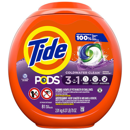 TIDE High Efficiency Laundry Detergent, Pacs, Spring Meadow, Orange/Purple/White, 4 PK 91781