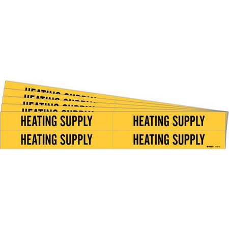 BRADY Pipe Marker, Black, Heating Supply, PK5, 7127-4-PK 7127-4-PK