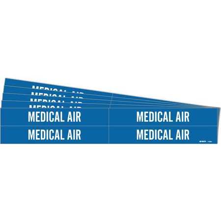 BRADY Pipe Marker, White, Medical Air, PK5 7183-4-PK