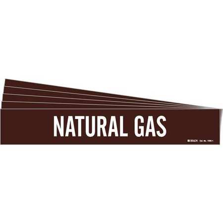 BRADY Pipe Marker, White, Natural Gas, PK5, 7395-1-PK 7395-1-PK