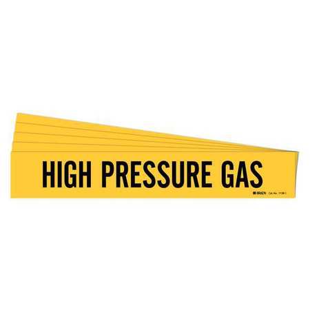 BRADY Pipe Marker, Black, High Pressure Gas, PK5, 7138-1-PK 7138-1-PK