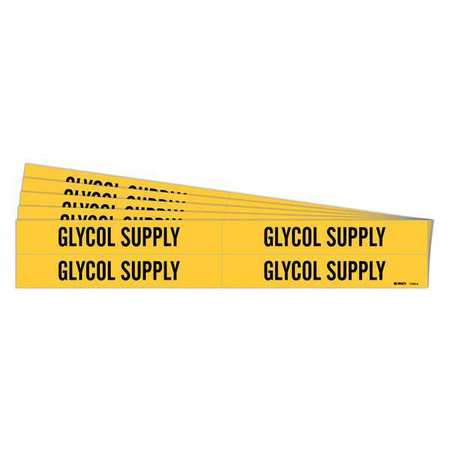 BRADY Pipe Marker, Black, Glycol Supply, PK5, 7123-4-PK 7123-4-PK