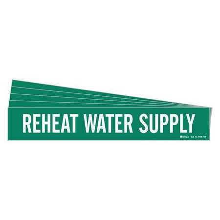 BRADY Pipe Marker, Reheat Water Return, PK5, 7405-1-PK 7405-1-PK