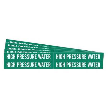 BRADY Pipe Marker, High Pressure Water, PK5 7370-4-PK