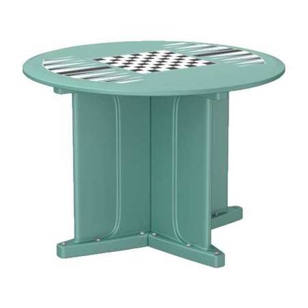 ENDURANCE Round Endurance Table 42" Round Aqua Game Top, 42 in W, 42 in L, 29 in H 66749AQGT