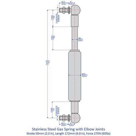 Bansbach Easylift Marine Gas Spring Kit, 60 lb Force, M5 AN650-084*