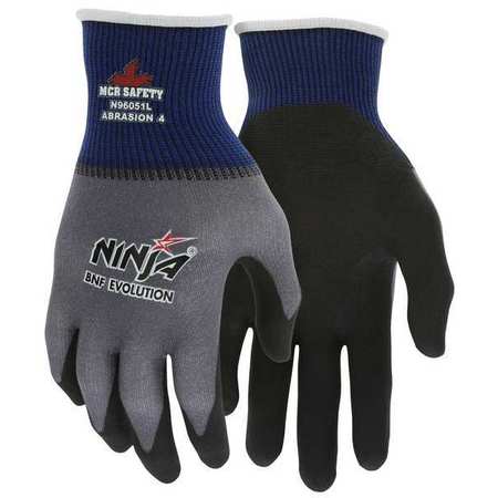 MCR SAFETY Gloves, Black/Gray, L, PK12 N96051L