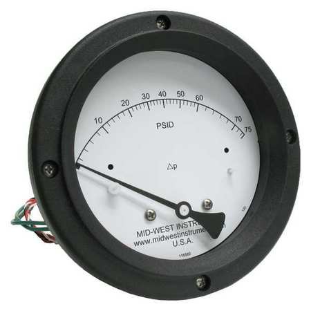 MIDWEST INSTRUMENT Differential Pressure Gauge and Switch 120SC-00-O-AA-75P