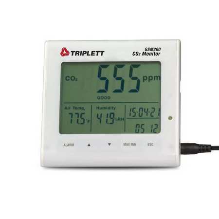 Triplett CO2 Monitor, 23 F to 122 F, LCD GSM200
